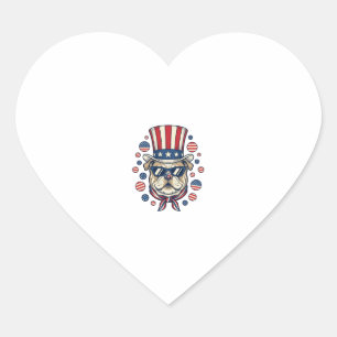 Patriottische Bulldog Vintage Gravure Shirt Ontwer Hart Sticker