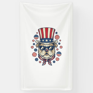 Patriottische Bulldog Vintage Gravure Shirt Ontwer Spandoek