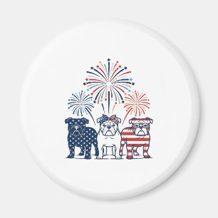 Patriottische Bulldog Vuurwerk Vintage Vector Desi Magneet