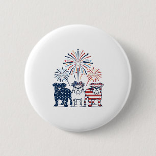Patriottische Bulldog Vuurwerk Vintage Vector Desi Ronde Button 5,7 Cm