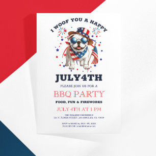 Patriottische Bulldog Woof je blij 4 juli Kaart