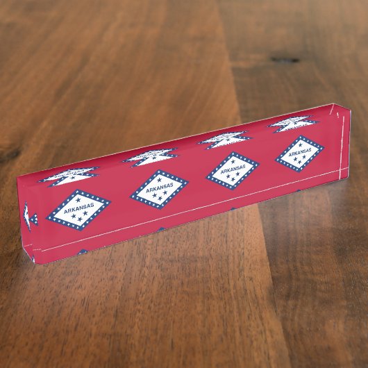 Patriottische bureau naambord met vlag van Arkansa (Zijkant)