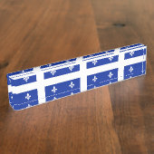 Patriottische bureau naambord met vlag van Quebec (Zijkant)