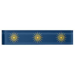 Patriottische bureaunaambord met vlag van Macedoni Naambordje
