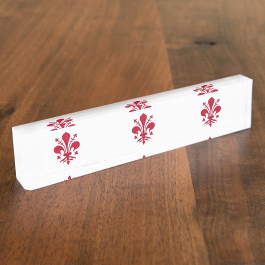 Patriottische bureaunaamplaat met de vlag van Flor Naambordje (Zijkant)