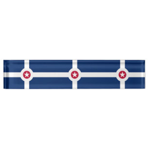 Patriottische bureaunaamplaat met vlag van Indiana Naambordje