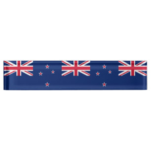 Patriottische bureaunaamplaat met vlag van Nieuw-Z Naambordje