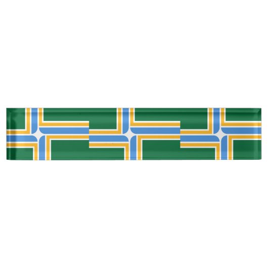 Patriottische bureaunaamplaat met vlag van Portlan Naambordje (Voorkant)