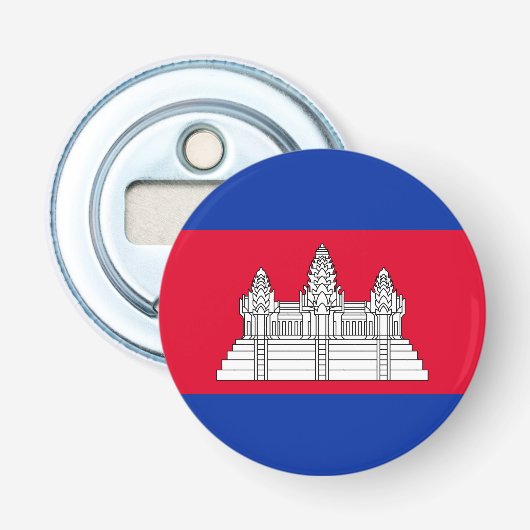 Patriottische Cambodjaanse vlag Button Flesopener (Voorkant)