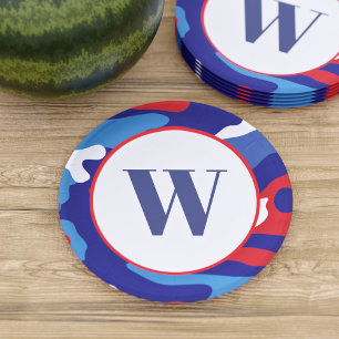 Patriottische Camo Red White en Blue Camouflage Pa Papieren Bordje