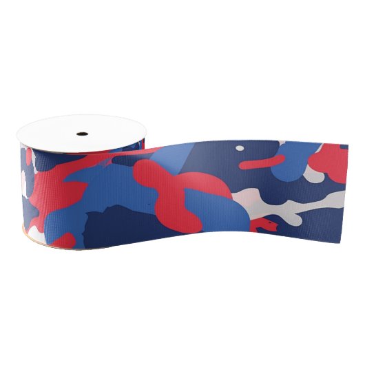 Patriottische Camo Rood Wit Blauw VS Vrijheid Mili Grosgrain Lint (Spoel)