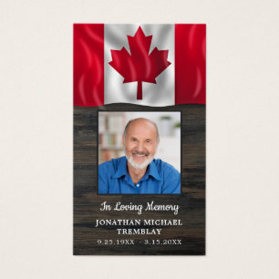 Patriottische Canadese vlag Memorial Funeral Praye Visitekaartje