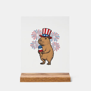 Patriottische Capybara Ijsbrand Vuurwerk Shirt Ont Acryl Bord