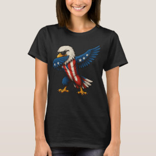 Patriottische Cartoon Dabbing Bald Eagle 4 juli T-shirt