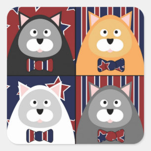 Patriottische Cat Square Stickers