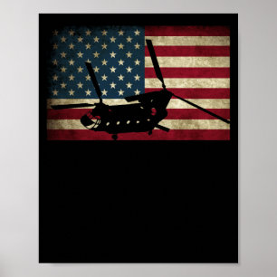 Patriottische CH-47 Chinook Helicopter American Fl Poster