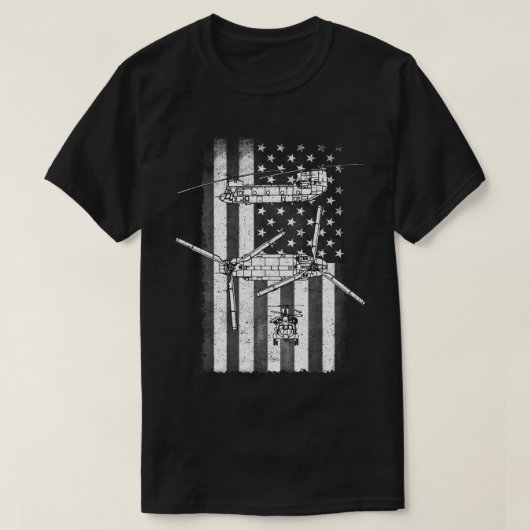 Patriottische CH-47 Chinook Helikopter Amerikaanse T-shirt (Design voorkant)