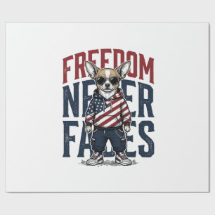 Patriottische Chihuahua Vrijheid Vintage Hond Shir Cadeaupapier