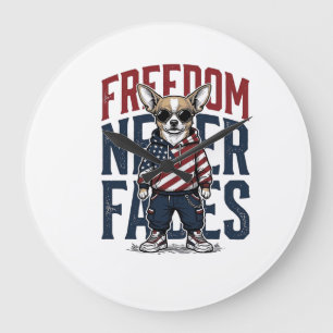 Patriottische Chihuahua Vrijheid Vintage Hond Shir Grote Klok