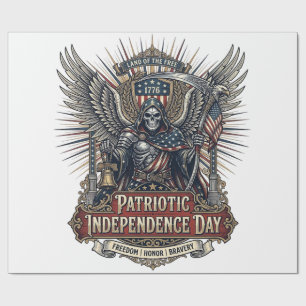 Patriottische Chrome Reaper Donkere Patriot Skelet Cadeaupapier