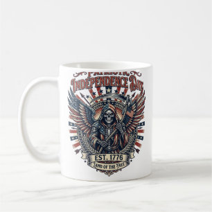 Patriottische Chrome Reaper Donkere Patriot Skelet Koffiemok