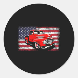 Patriottische Clic Oude pick-up truck Amerikaanse  Ronde Sticker