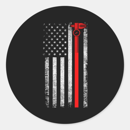 Patriottische CNC Machine Operator American Us Fla Ronde Sticker (Voorkant)