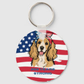 Patriottische Cocker Spaniel Sleutelhanger (Voorkant)