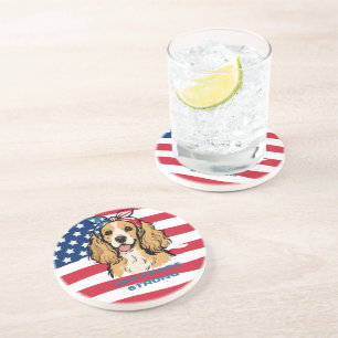 Patriottische Cocker Spaniel Zandsteen Onderzetter
