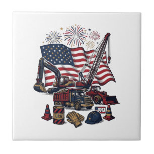 Patriottische Constructie USA Vintage Tegeltje