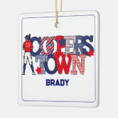 Patriottische Cooperstown Baseball Player Custom Keramisch Ornament (Links)