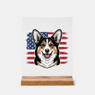 Patriottische Corgi Amerikaanse Vlag Vintage Vecto Acryl Bord