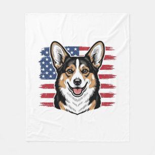 Patriottische Corgi Amerikaanse Vlag Vintage Vecto Fleece Deken