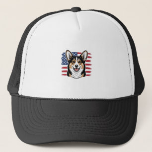 Patriottische Corgi Amerikaanse Vlag Vintage Vecto Trucker Pet