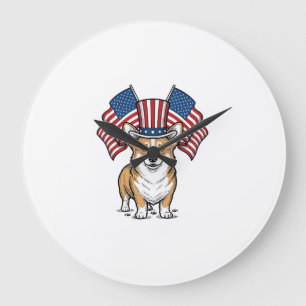 Patriottische Corgi Hond Vintage Gravure Shirt Ont Grote Klok