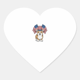 Patriottische Corgi Hond Vintage Gravure Shirt Ont Hart Sticker