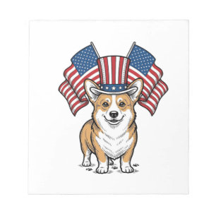 Patriottische Corgi Hond Vintage Gravure Shirt Ont Notitieblok