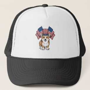 Patriottische Corgi Hond Vintage Gravure Shirt Ont Trucker Pet