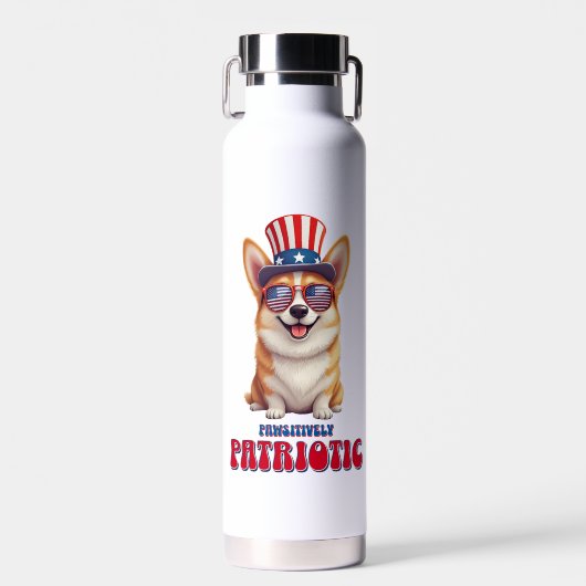 Patriottische Corgi - Pawsitief Patriottisch Waterfles (Voorkant)