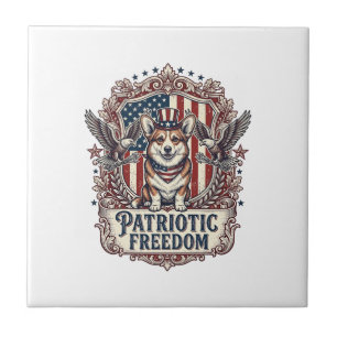 Patriottische Corgi Vector Grafische T-shirt_1 Tegeltje