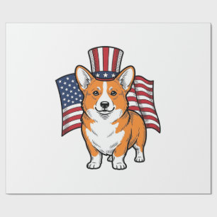 Patriottische Corgi Vintage Gravure Shirt Ontwerp_ Cadeaupapier