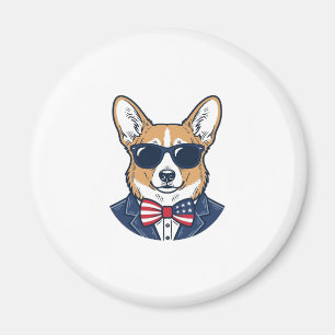Patriottische Corgi-zonnebril Vintage Vector Kunst Magneet