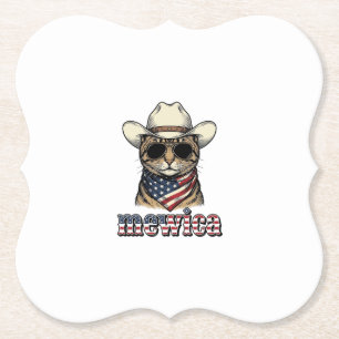 Patriottische Cowboy Kat Mewica Vintage Vector Ont Kartonnen Onderzetters