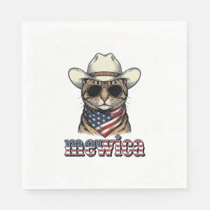 Patriottische Cowboy Kat Mewica Vintage Vector Ont Servet