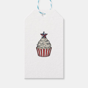 Patriottische Cupcake Vintage Gravure Vier Juli Cadeaulabel