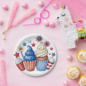 Patriottische cupcakes papieren bordje (Feest)