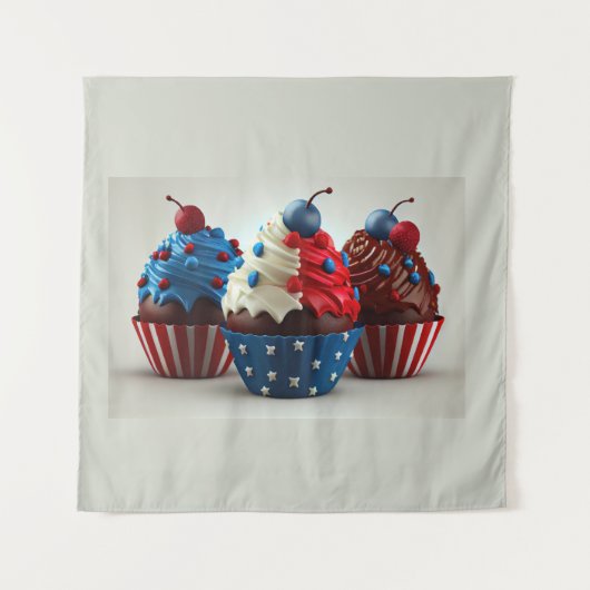 Patriottische cupcakes wandkleed (Voorkant)