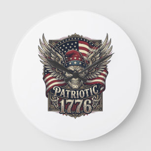 Patriottische Cyber Liberty Schedel Cyberpunk Toek Grote Klok