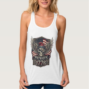 Patriottische Cyber Liberty Schedel Cyberpunk Toek Tanktop