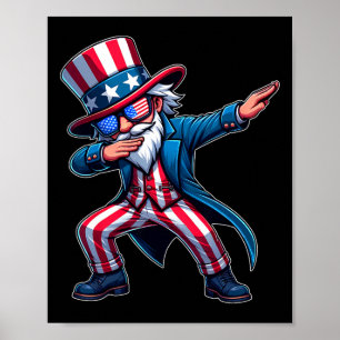 Patriottische dabbing Uncle Sam USA 4 juli Mannen Poster